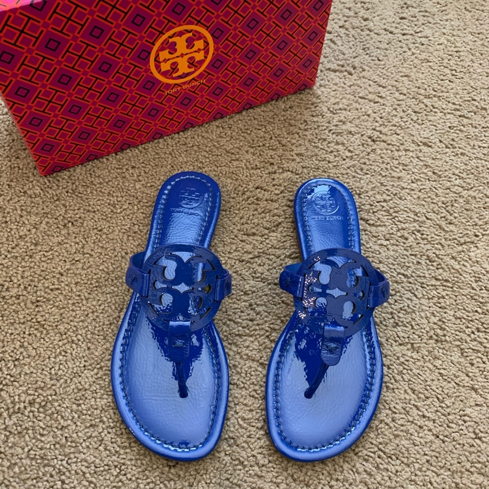 NEW 7.5 Tory Burch Miller Sandals Nautical Blue - Picture 5 of 13